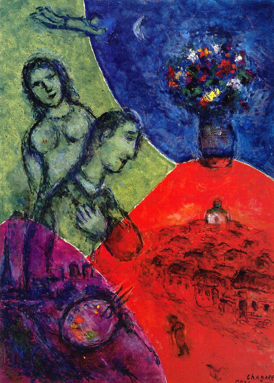 Autoportrait au bouquet contemporain Marc Chagall Peintures à l'huile
